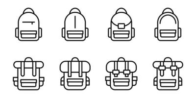 das beste Rucksack-Icon-Set-Design, Sammlung hochwertiger Vektorgrafiken im trendigen Linienstil mit schwarzer Farbe, geeignet für viele Zwecke vektor