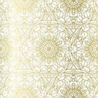 Gold Luxus Kunst Mandala Boho nahtloses Muster vektor