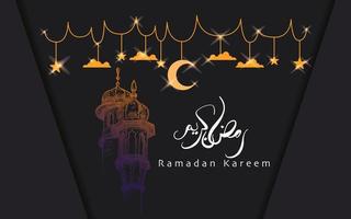 handgezeichneter ramadan kareem. islamisches Design mit schönen Farben und Kalligrafien. vektor