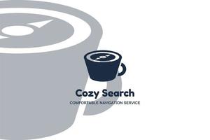 Tasse mit Kompass gemütliche Suche Multimedia-Stil Logo vektor