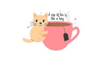 Katzen und Teetassen ein Tasse Tee-Logo vektor