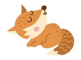 vektor handritad baby fox. söt bohemisk stil liten skogsmark djur ikon isolerad på vit bakgrund. söt boho skog illustration för kort, tryck, brevpapper design.
