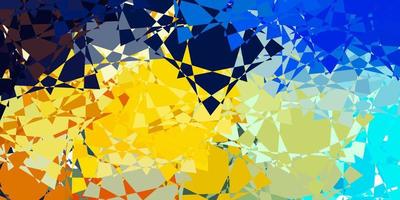 hellblaue, gelbe Vektorschablone mit Dreiecksformen. vektor
