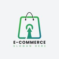 kreatives modernes abstraktes E-Commerce-Logo-Design, bunte Online-Einkaufstaschen-Logo-Designvorlage mit Farbverlauf vektor