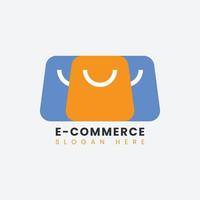 kreatives modernes abstraktes E-Commerce-Logo-Design, bunte Online-Einkaufstaschen-Logo-Designvorlage mit Farbverlauf vektor