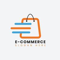 kreatives modernes abstraktes E-Commerce-Logo-Design, bunte Online-Einkaufstaschen-Logo-Designvorlage mit Farbverlauf vektor