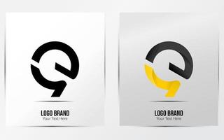 einfaches e-logo mit zwei farben schwarz und gelb. Illustration