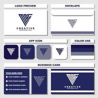 uppsättning av kreativ monogram logotyp design med visitkort och kuvert vektor