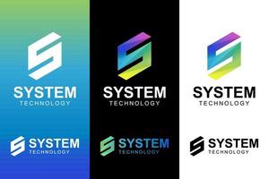 moderner Farbbuchstabe s mit Systemtechnik-Logo andere Ausführungen vektor