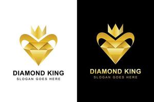 Luxus-Gold-Diamant-Logo. kreativer Diamant mit Kronenlogo kann Schmuckgeschäft verwendet werden vektor