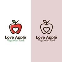 modern kärlek äpple, favorit frukt logotyp design två versioner vektor