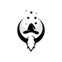 wizard moon logotyp design vektor