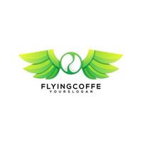 fliegender Kaffeebohne-Logo-Design-Vektor vektor