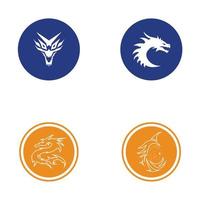 Drachen-Logo-Kreis-Hintergrund-Vektor-Symbol-Illustration-Design-Vorlage vektor