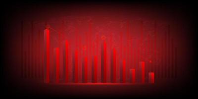 wirtschaftskritisches Krisenkonzept. Das rote Diagramm fällt herunter und zeigt Diagramme auf rotem Hintergrund. Rezession Finanzen, Kryptowährung, Gold und der Aktienmarkt. Geld und Bargeld verlieren. vektor
