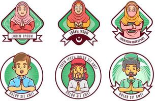 islamisk muslimsk logotyp badge set vektor