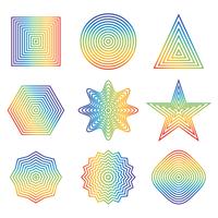 Vector Illustration der Regenbogenlinie im geometrischen Formelement, das auf weißem Hintergrund lokalisiert wird