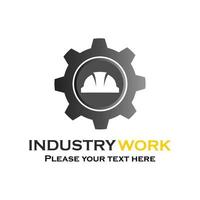 industriearbeitslogo-schablonenillustration. geeigneter Gegner, Sicherheitssymbol, Technik, Industriearbeit, App, Handy, Spiele, Emblem, Werkzeug usw vektor