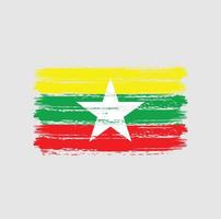 myanmar flagga penseldrag. National flagga vektor