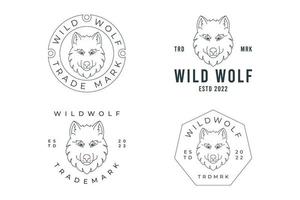 set bündel von wolf linie kunst logo vektor illustration design, wolf logo linie kunst stilelement