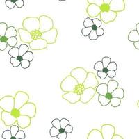 einfache Vektor nahtlose Blümchenmuster. zarte, hellgrüne Blüten auf weißem Grund. für Drucke von Stoffen, Geschenkpapier, Textilien, Bio-Produkten, Heilkräutern. Öko-Stil.