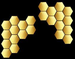 goldener hexagonhintergrund lokalisiert auf schwarzem hintergrund. vektor