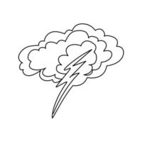 kontinuerliga linjer moln och blixt väderprognos ikon vektor