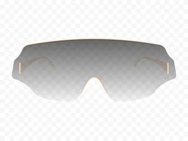 realistische sonnenbrille transparente isolierte vorlage. ultramoderne Form mit futuristischen Rundungen mit getöntem Glas und goldenen Bügeln elegante trendige Vektoroptik vektor