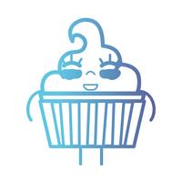 line kawaii söt glad söt muffin vektor