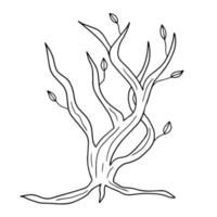 Cartoon kahlen Winterbaum im flachen Stil isoliert auf weißem Hintergrund. Frühlingspflanze. vektor