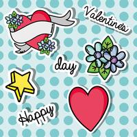 Set Valentinstag Patches Design vektor