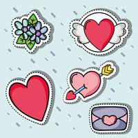 Set Valentinstag Patches Design vektor