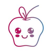 line kawaii söt glad äppelfrukt vektor