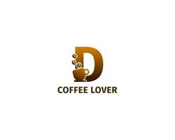 bokstaven d kaffe och kopp logotyp mall vektor