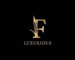 buchstabe f luxus-blumen-vintage-logo vektor