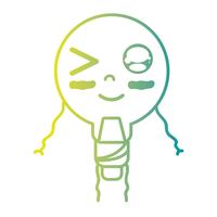 line kawaii söt lycklig glödlampa energi vektor