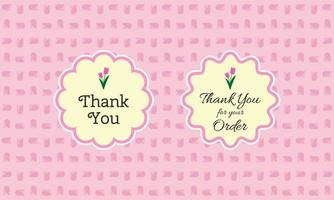 niedliche rosa pastellfarbe danke für ihre bestellung etikettendesign für verpackungsprodukte ihres online- oder offline-shops vektor