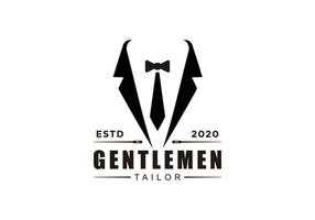 Band Krawatte Smoking Anzug Gentleman Mode Schneider Kleidung Vintage klassisches Logo-Design vektor