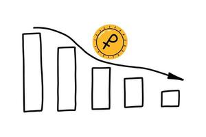 Dollar-Wachstum-Vektor-Illustration. Dollar-Wachstumsdiagramm. Doodle-Stil. vektor