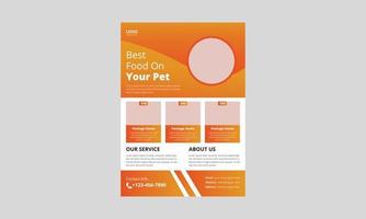 Tierfutter-Flyer-Vorlagendesign. Haustierpflege-Flyer-Broschürendesign. Beste Pflege für Ihr Haustier Poster, Cover, A4-Format, Flyer-Design vektor