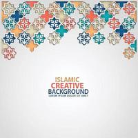 islamische Design-Grußkarten-Hintergrundschablone mit dekorativem buntem Detail der islamischen Kunstverzierung des Blumenmosaiks vektor