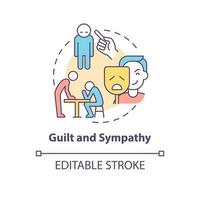 Symbol für das Konzept von Schuld und Sympathie. Zeichen der emotionalen Manipulation abstrakte Idee dünne Linie Illustration. dramatische Aussagen. isolierte Umrisszeichnung. editierbarer Strich. Arial, unzählige pro-fette Schriftarten verwendet vektor