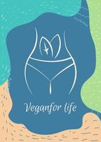 veganism för livet vykort med linjär glyfikon. djurfri produkt. gratulationskort med dekorativ vektordesign. enkel stil affisch med kreativ lineart illustration. flygblad med semesterönskemål vektor