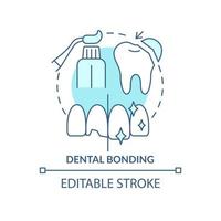 dental bonding turkos konceptikon. fästa sammansatt harts till tand abstrakt idé tunn linje illustration. isolerade konturritning. redigerbar linje. arial, otaliga pro-bold typsnitt som används vektor