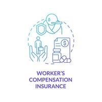 Worker Compensation Insurance blaues Farbverlauf-Konzept-Symbol. Unternehmen garantieren abstrakte Idee dünne Linie Abbildung. isolierte Umrisszeichnung. Roboto-Medium, unzählige pro-fette Schriftarten verwendet vektor