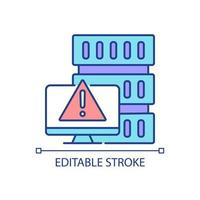 dos attack rgb färgikon. förnekande av tjänsten. avbrott i dator och server. Cyber attack. systemkrasch. isolerade vektor illustration. enkel fylld linjeteckning. redigerbar linje. arial teckensnitt som används