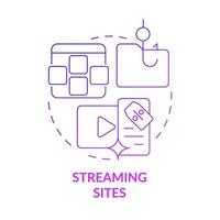 streaming webbplatser lila gradient koncept ikon. källa till piratkopiering abstrakt idé tunn linje illustration. olaglig distribution. streama piratkopierat innehåll. vektor isolerade kontur färgritning