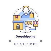 dropshipping koncept ikon. sätt att tjäna pengar online abstrakt idé tunn linje illustration. drop-shipping återförsäljare. återförsäljningsmetod. vektor isolerade kontur färgritning. redigerbar linje