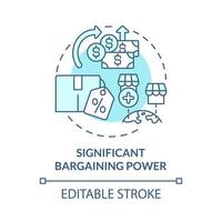 signifikante Verhandlungsmacht blaues Konzeptsymbol. externe Geschäftswachstum abstrakte Idee dünne Linie Illustration. Lieferanten und Kunden. Vektor isolierte Umrissfarbe Zeichnung. editierbarer Strich