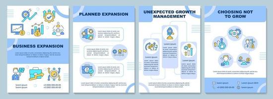 Vorlage für Broschüren zur Geschäftserweiterung. finanzielle Entwicklung des Unternehmens. flyer, broschüre, broschürendruck, cover-design mit linearen symbolen. Vektorlayouts für Präsentationen, Geschäftsberichte, Anzeigenseiten vektor